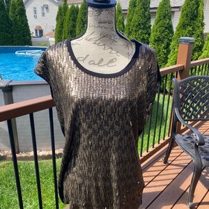NWT MICHAEL KORS GOLD SEQUIN FRONT/ BLK BACK TOP